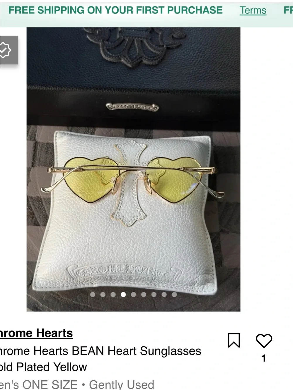 Chrome Hearts Gold Plated Heart Sunglasses with Yellow Lenses